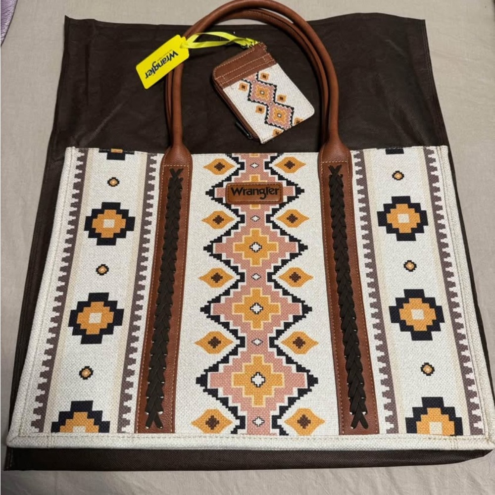 Wrangler Brown and Cream Southwestern Tote Bag